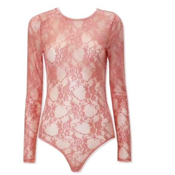 Forever 21 Tops - Forever 21 Sheer Floral Lace Bodysuit